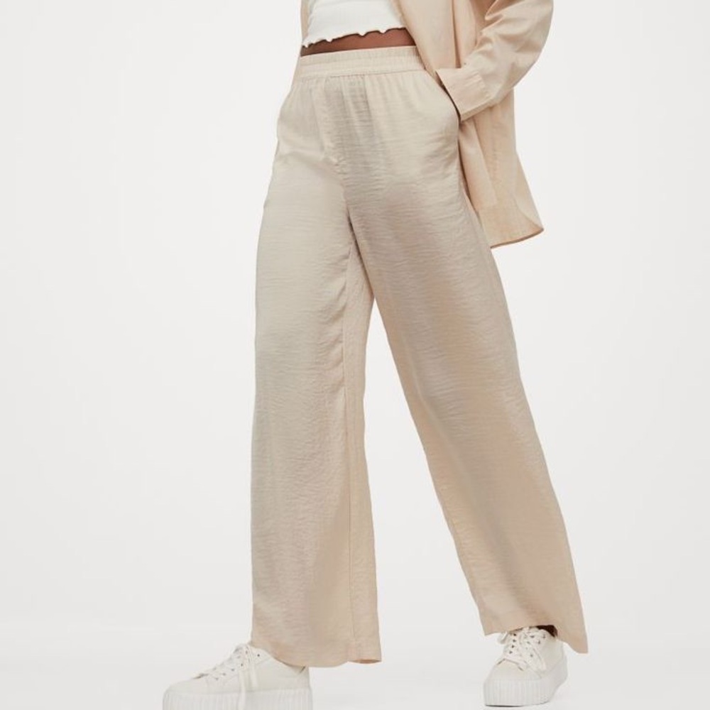2/$35 H&M Beige Satin Wide Leg Pants